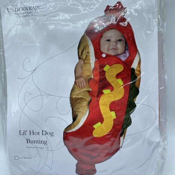 Underwraps Lil' Hot Dog Bunting Infant Baby Halloween Theatre Costume 0-6 Months - Picture 4 of 9